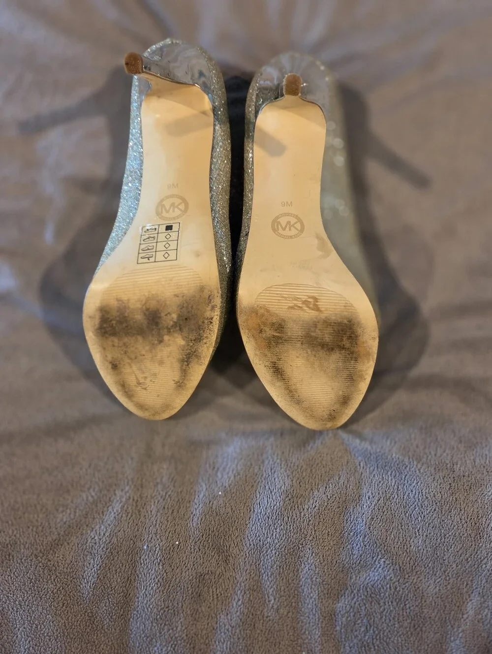 Michael Kors Silver Glitter Women's High Heels - Elegant Evening Pumps Sz 9